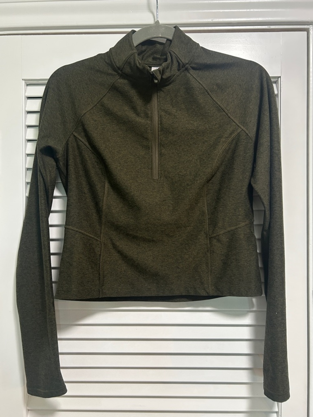 Old Navy Cloud+ Green Heathered Half-Zip Athletic Top, Small